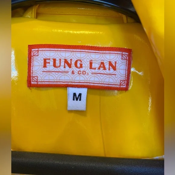 FUNG LAN & CO Bright Yellow rain coat. Bright lemon luxury rain jacket. - Picture 4 of 7